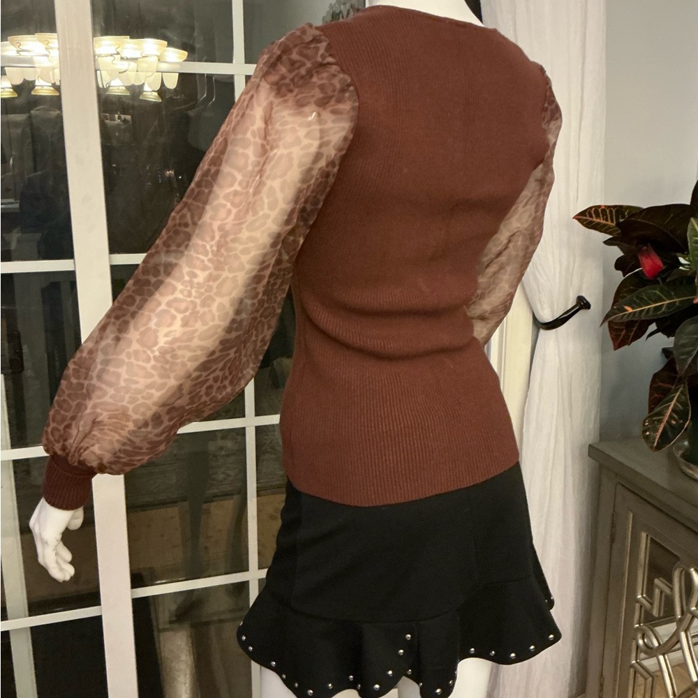 Anthropologie Dolan Russet Feminine Sweetheart Neckline Fitted Sweater XXSmall - Picture 9 of 9